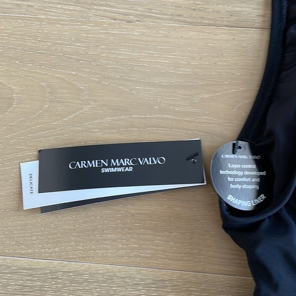 Nwt Carmen Marc Valvo Womens Mesh Overlay Side Tie One Piece Swimsuit Black - 6 - Picture 5 of 6